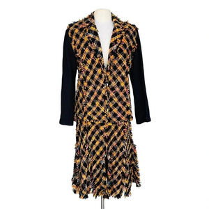 Vintage Molato Size M Black Yellow Halloween Witch Tweed Skirt Jacket Suit